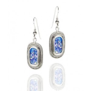 Rafael Jewelry Oval Sterling Silver Earrings with Roman Glass & Filigree Decoration Artistas y Marcas