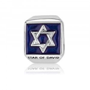 925 Sterling Silver Star of David Charm with a Blue Enamel
 Joyería Judía
