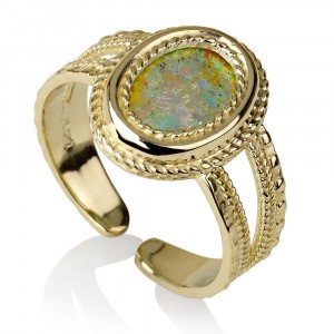 Classic Roman Glass Ring in 14K Gold by Ben Jewelry
 Joyería Judía