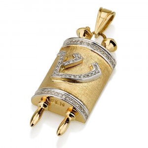 Torah Scroll Pendant with Diamonds 18K Yellow Gold Ben Jewelry Recommended Products