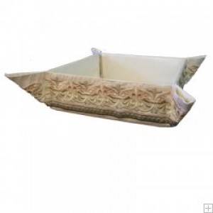 Yair Emanuel Raw Silk Folding Basket with Embroidery in Oriental Style Kitchen Supplies