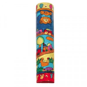 Yair Emanuel Mezuzah with a Teddy Bear and Other Toys in Painted Wood Artistas y Marcas