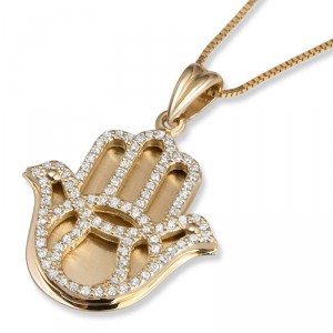 14K Gold Hamsa Pendant with Diamonds Anbinder Jewelry