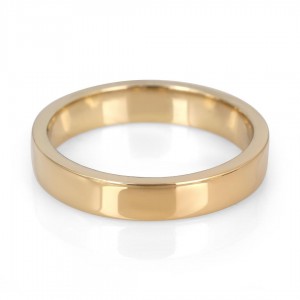 14K Gold Jerusalem-Made Traditional Jewish Flat-Sided Wedding Ring (4 mm) Anillos para Bodas