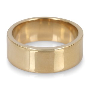 14K Gold Jerusalem-Made Traditional Jewish Flat-Sided Wedding Ring (8 mm) Anillos para Bodas