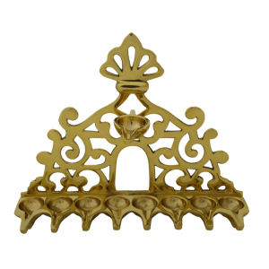 Brass Hanukkah Menorah with 16th Century Italian Design Janucá
