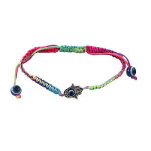 Colorful Knitted Rope Bracelet with Hamsa Bracelets Juifs