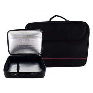 Black Tallit Bag with Thermal Insulation and Thin Red Stripe Talitot