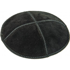 Black Suede Kippah with Four Sections in 16cm  Kipot