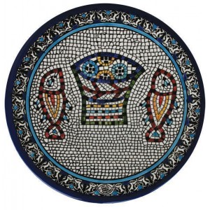 Armenian Ceramic Plate with Mosaic Fish & Bread Cerámica Armenia
