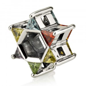 Star of David Charm with Colorful Stones in Sterling Silver Collection d'Etoiles de David