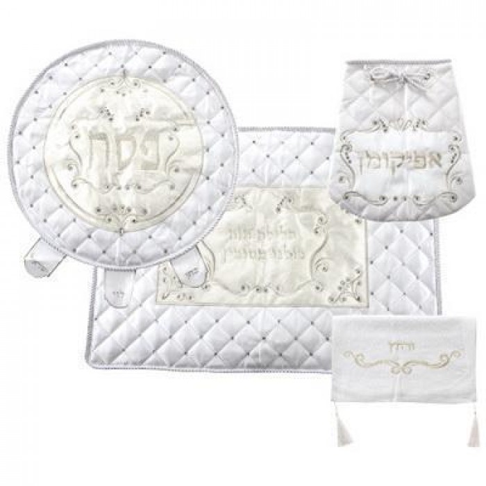 White Passover Set with Afikoman and Pillow Cover