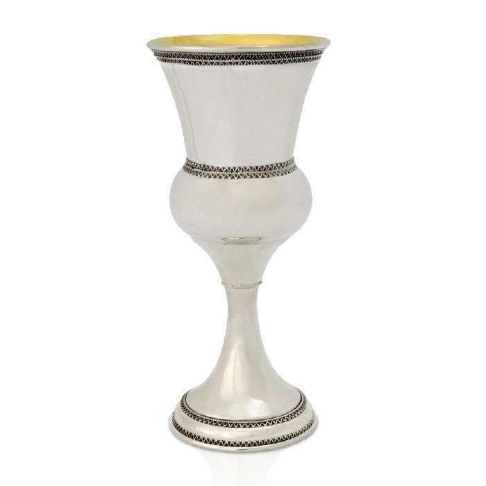 Kiddush Cup in Sterling Silver with Double Zigzag Filigree Nadav Art