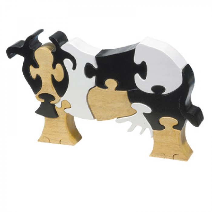 Yair Emanuel Cow Shaped Freestanding Wooden Puzzle