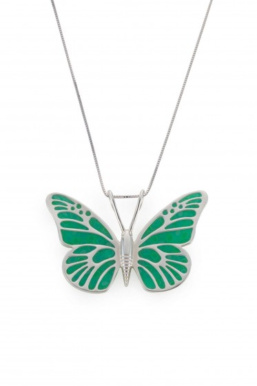 Necklace with Turquoise Mosaic Butterfly Pendant