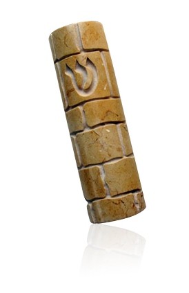 Mezuzá de Piedra Jerosolimitana con Piedras del Kotel y Gran Shin