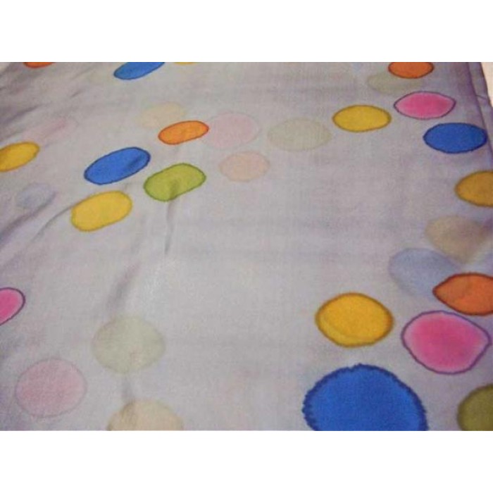 White Silk Scarf with Colorful Circles by Galilee Silks