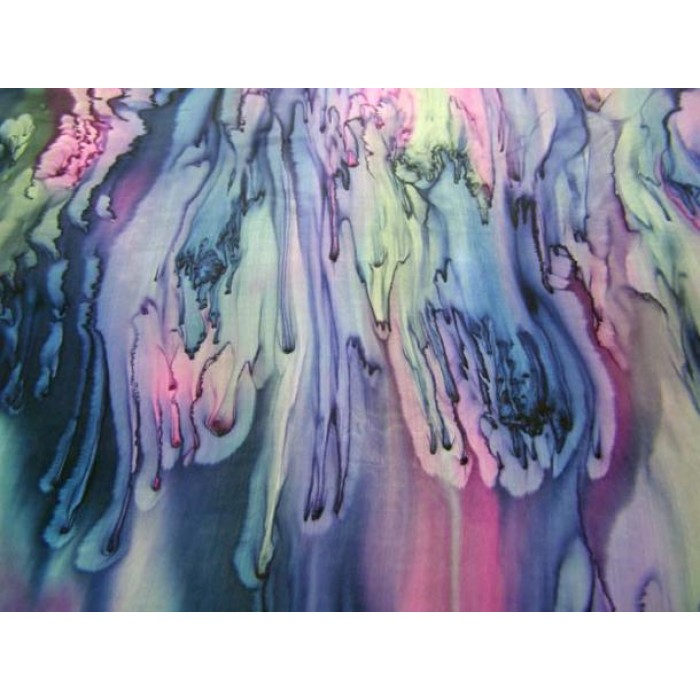 Silk Scarf with Purple, Pink, Blue & Green Watercolors by Galilee Silks