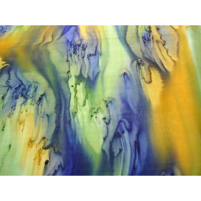 Blue, Yellow & Green Silk Scarf by Galilee Silks