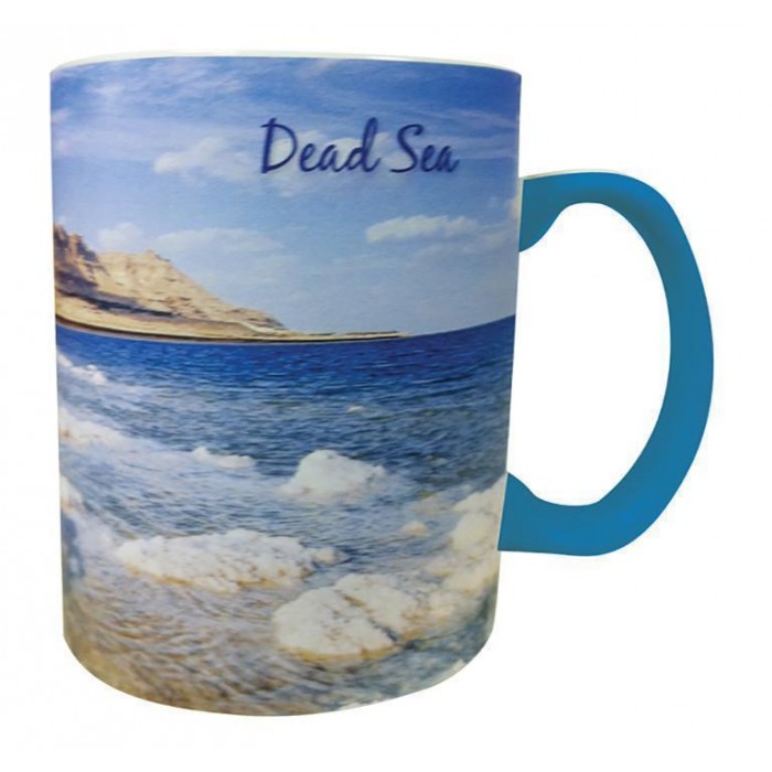 White Ceramic Mug with Dead Sea Illustration