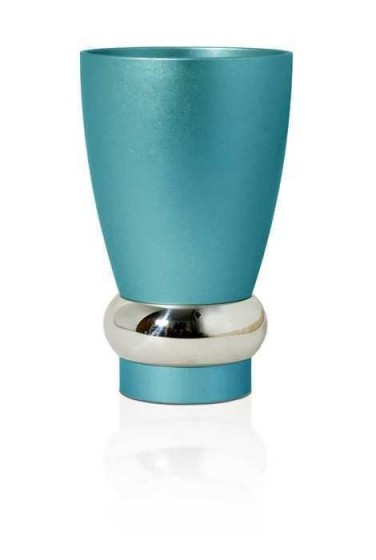 Kiddush Cup in Anodized Aluminum with Silver Decorative Ring by Nadav Art