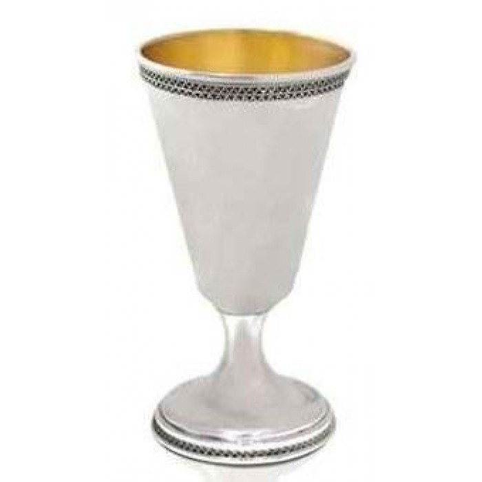 Kiddush Cup with Filigree Design in Sterling Silver by Nadav Art