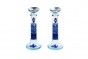 Glass Shabbat Candlesticks with Electric Blue, Purple and Pomegranate