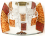 Glass Wine Cup Set with Six Cups, Tray and Geometric Pattern