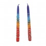 Galilee Style Candles Pair of Shabbat Candles in Orange, Red and Blue