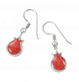 Hook Earrings with Mosaic Red Pomegranate Charms