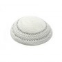 17 cm white knitted kippah with embroidery