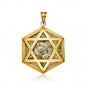 Hexagonal Pendant with Star of David in 14K Yellow Gold and Roman Glass