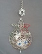 Sterling Silver Pomegranate-Shaped Wall Hanging with Flowers and Bees, Hebrew Text