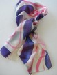 Silk Scarf with Purple and Pink Wavy Lines by Galilee Silks