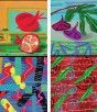 David Gerstein Placemat Set with Seven Species and Abstract Art
