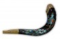 Ram Horn Shofar with Hand Painted Oil Painting of Peacocks