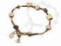 Bracelet in Brown Silk with 24k Gold Plated Charms in 18cm