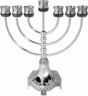 Silver Plated Menorah with Jerusalem & Leaves 