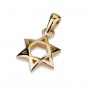 14k Yellow Gold Star of David Pendant in Convex & Cut-Out Shape