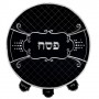Velvet Black and Silver Colored Matzah Cover with Quilted Design